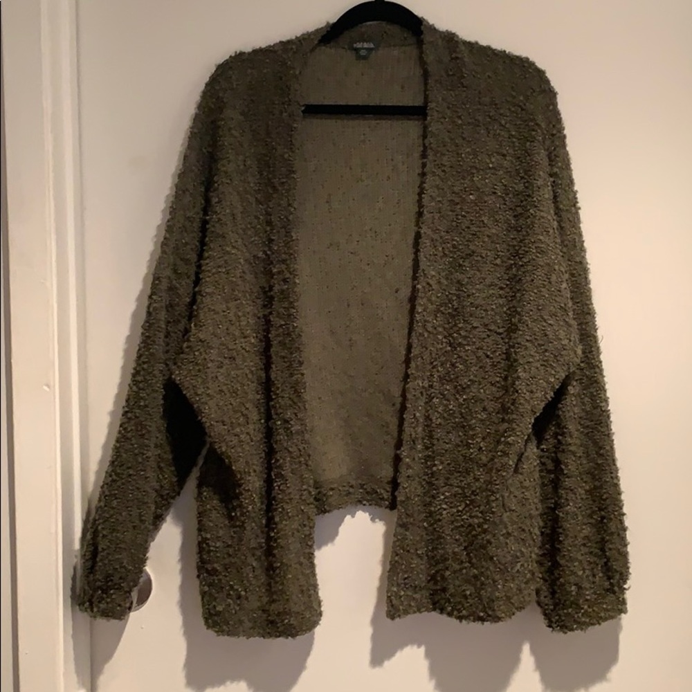 green popcorn cardigan